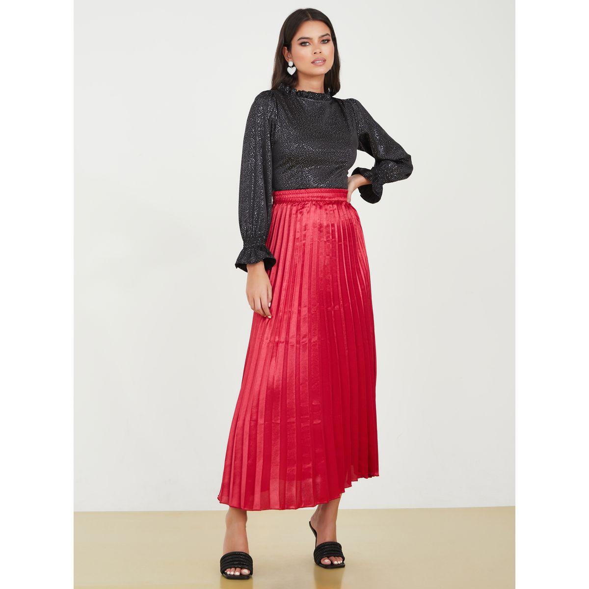 Styli Solid Pleated Maxi Skirt-women-clothing-bottoms-skirts-image-2
