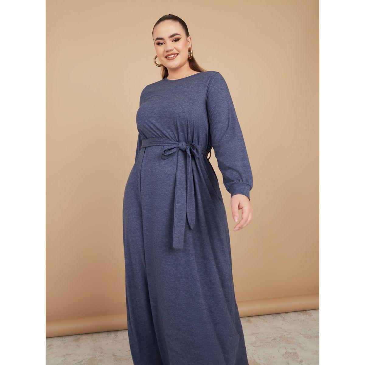فستان طويل سادة بأربطة-women-clothing-dresses-image-3