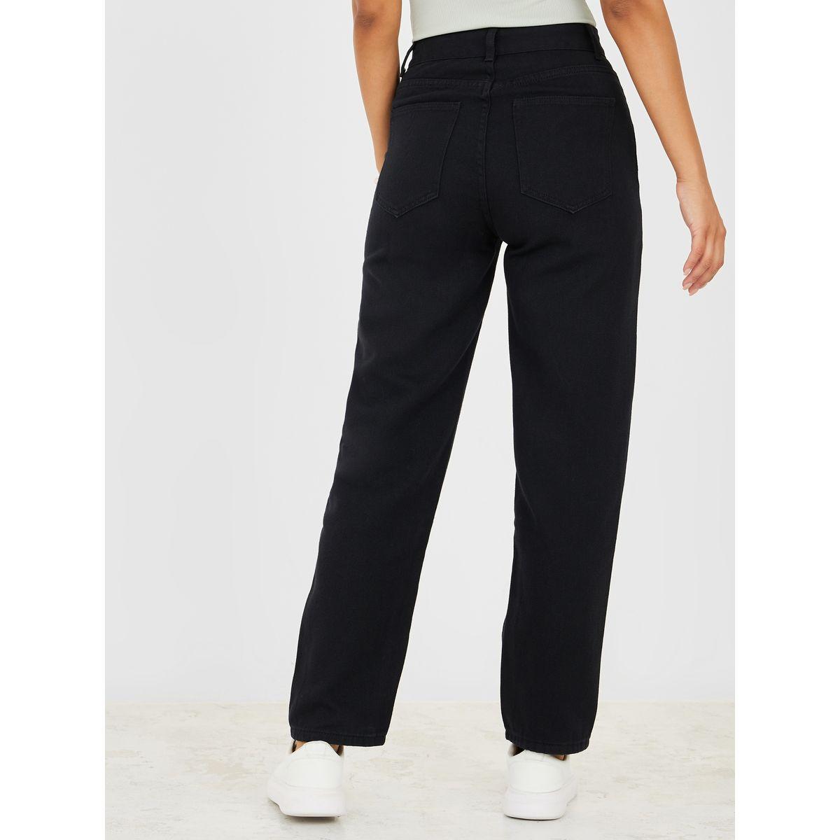 جينز دنيم بقصة موم وخصر عالي-women-clothing-bottoms-jeans-image-4