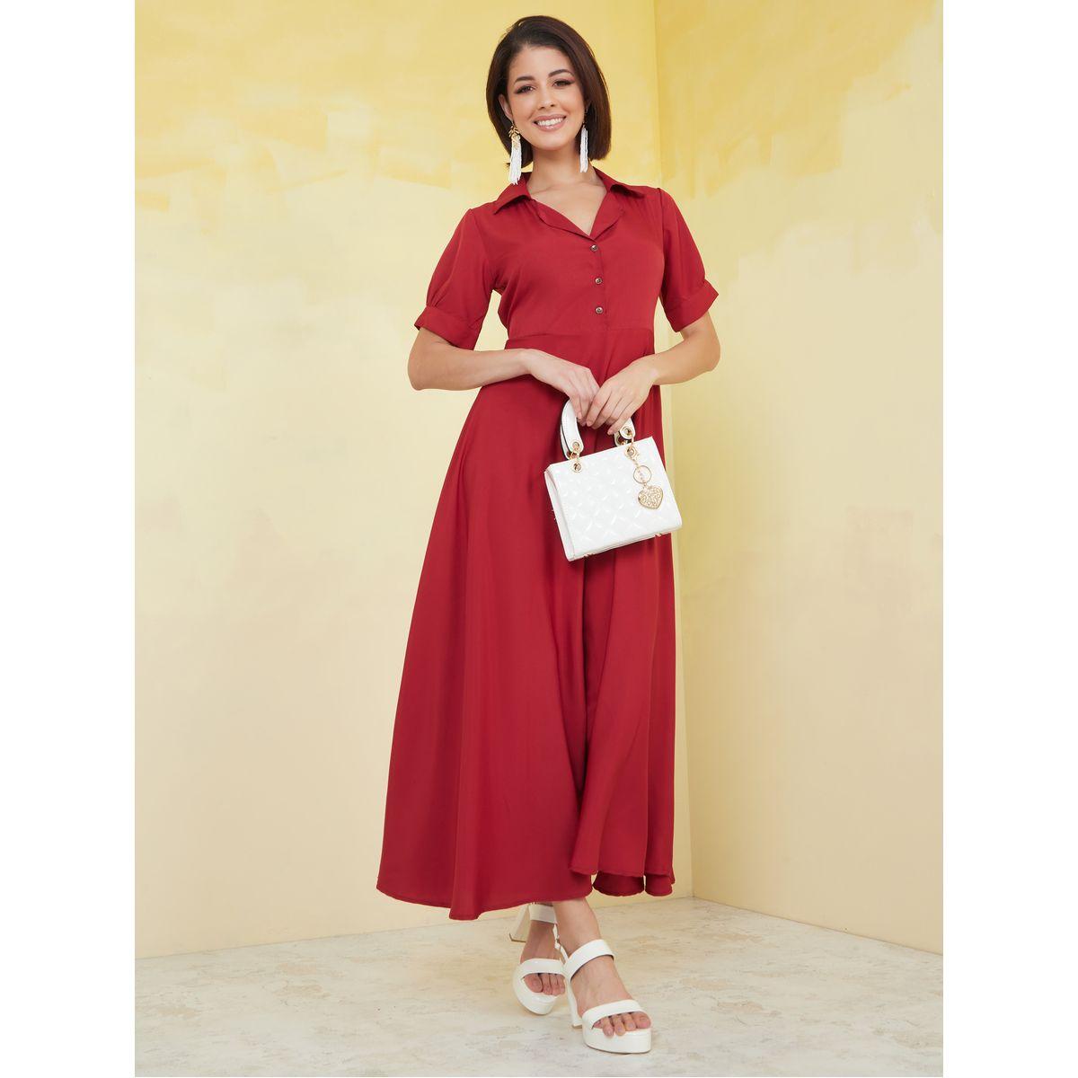 Styli Puff Sleeve Collared Shirt Maxi Dress-women-clothing-dresses-image-1