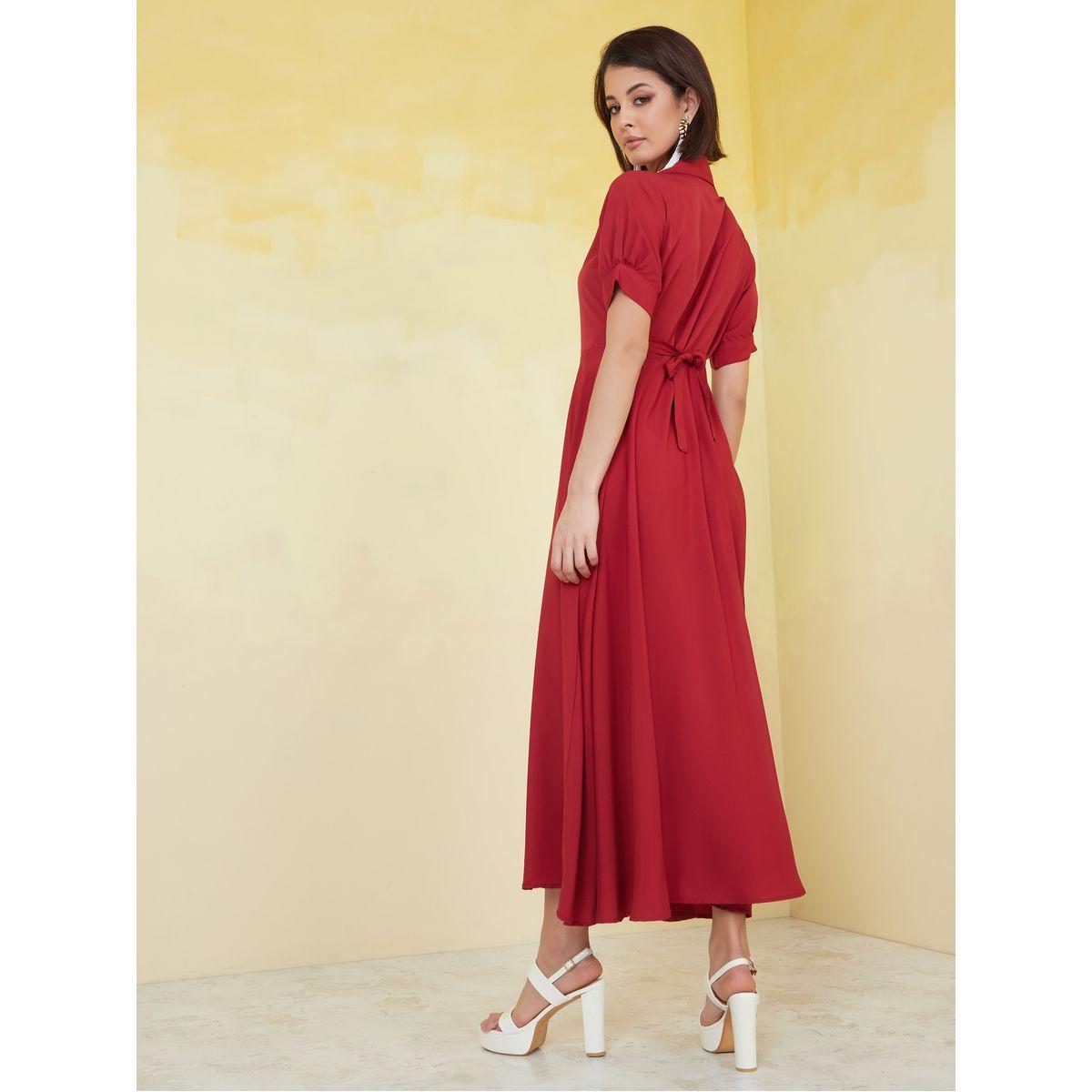 Styli Puff Sleeve Collared Shirt Maxi Dress-women-clothing-dresses-image-4