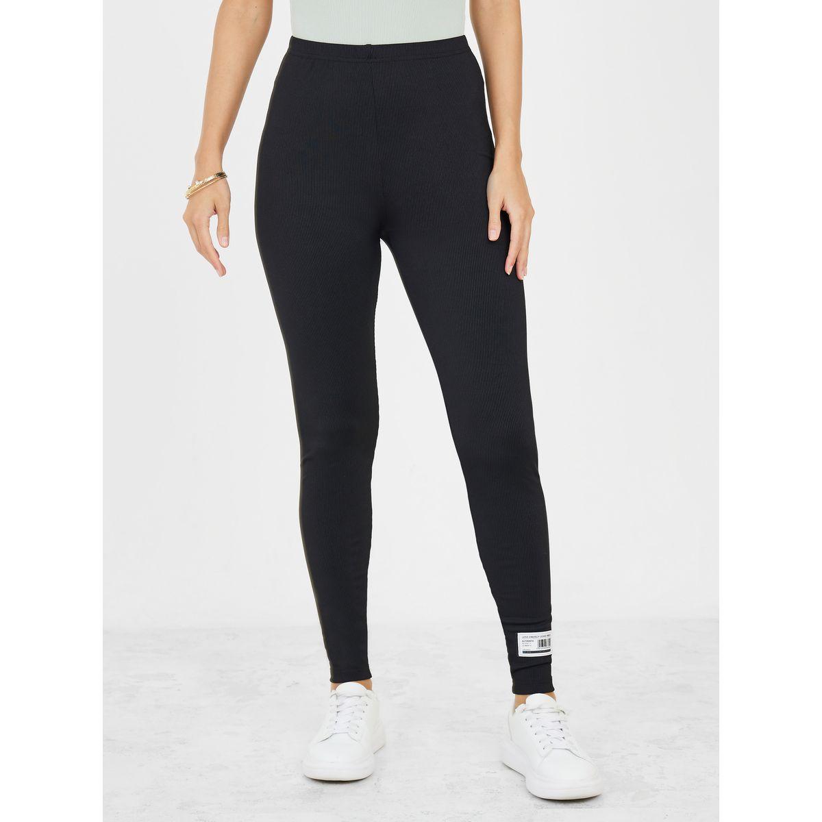 Styli Patch Detail Ribbed Leggings-women-clothing-bottoms-leggings-image-1