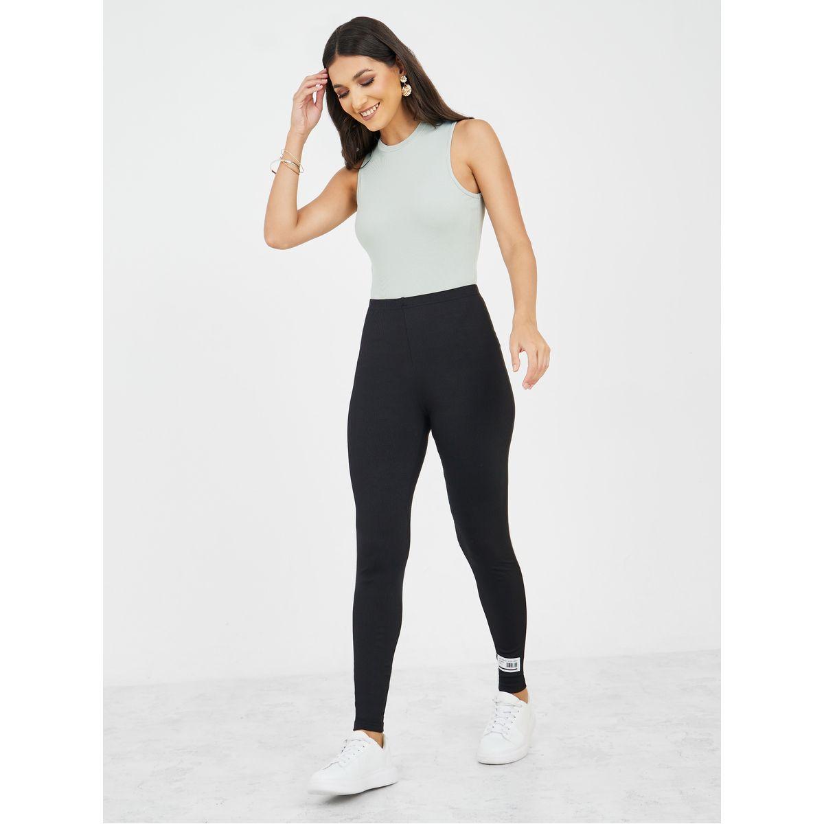 Styli Patch Detail Ribbed Leggings-women-clothing-bottoms-leggings-image-2