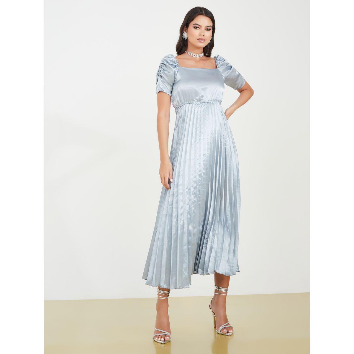Styli Puff Sleeves Accordion Pleated Midi Dress-women-clothing-dresses-image-1