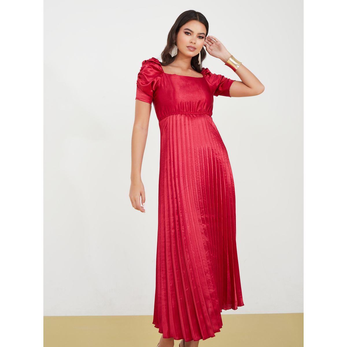 Styli Puff Sleeves Accordion Pleated Midi Dress-women-clothing-dresses-image-1