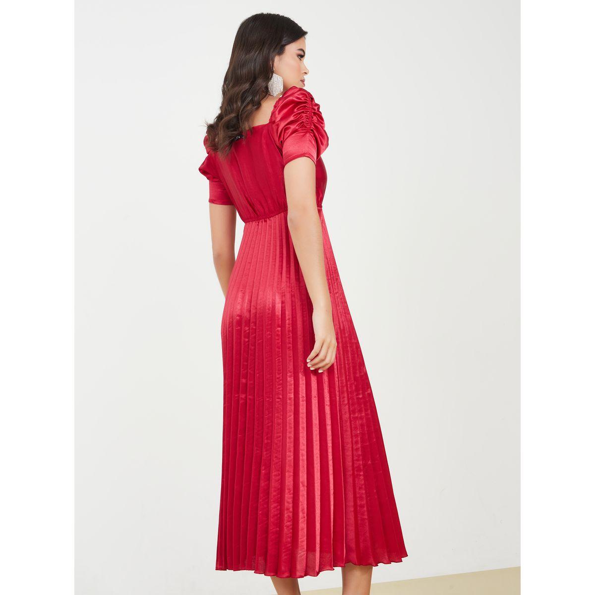 Styli Puff Sleeves Accordion Pleated Midi Dress-women-clothing-dresses-image-4