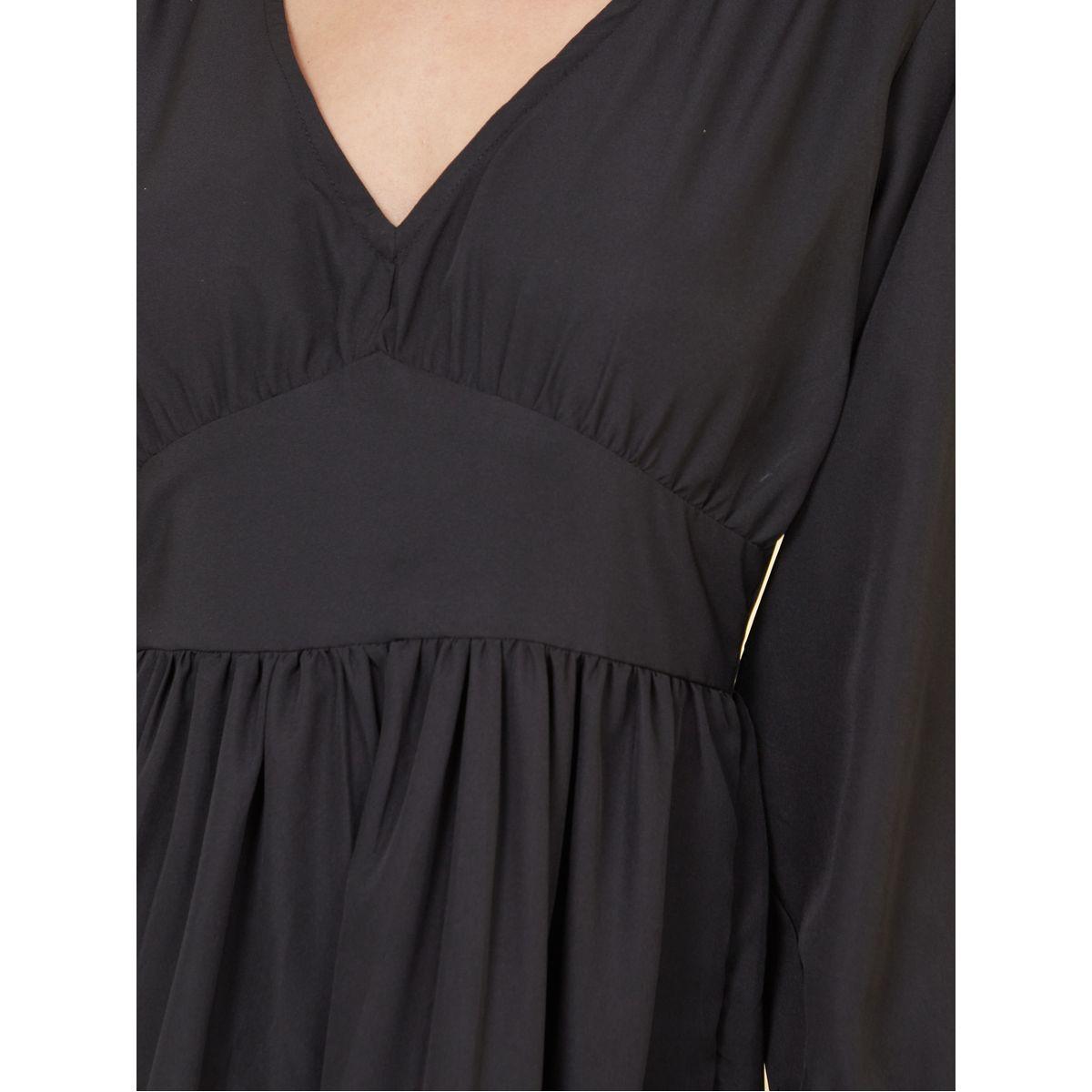Styli Solid V Neck Tiered Maxi Dress-women-clothing-dresses-image-3