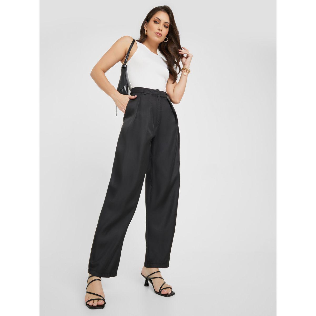 بنطال بقصة مريحة وخصر عالي-women-clothing-bottoms-trousers-image-1