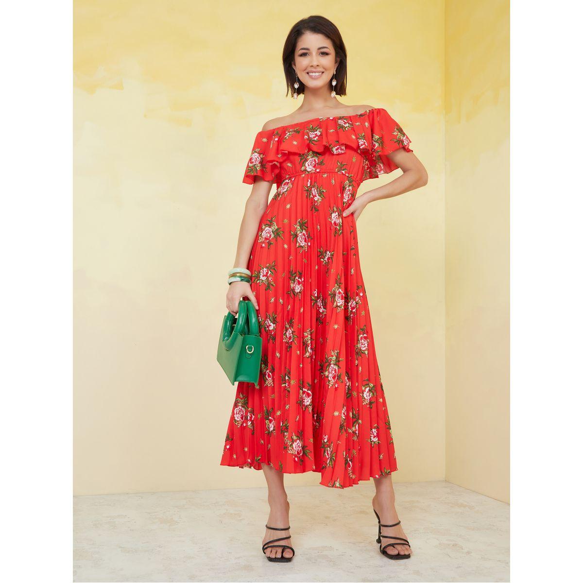 Styli Off Shoulder Floral Print Midi Dress-women-clothing-dresses-image-1