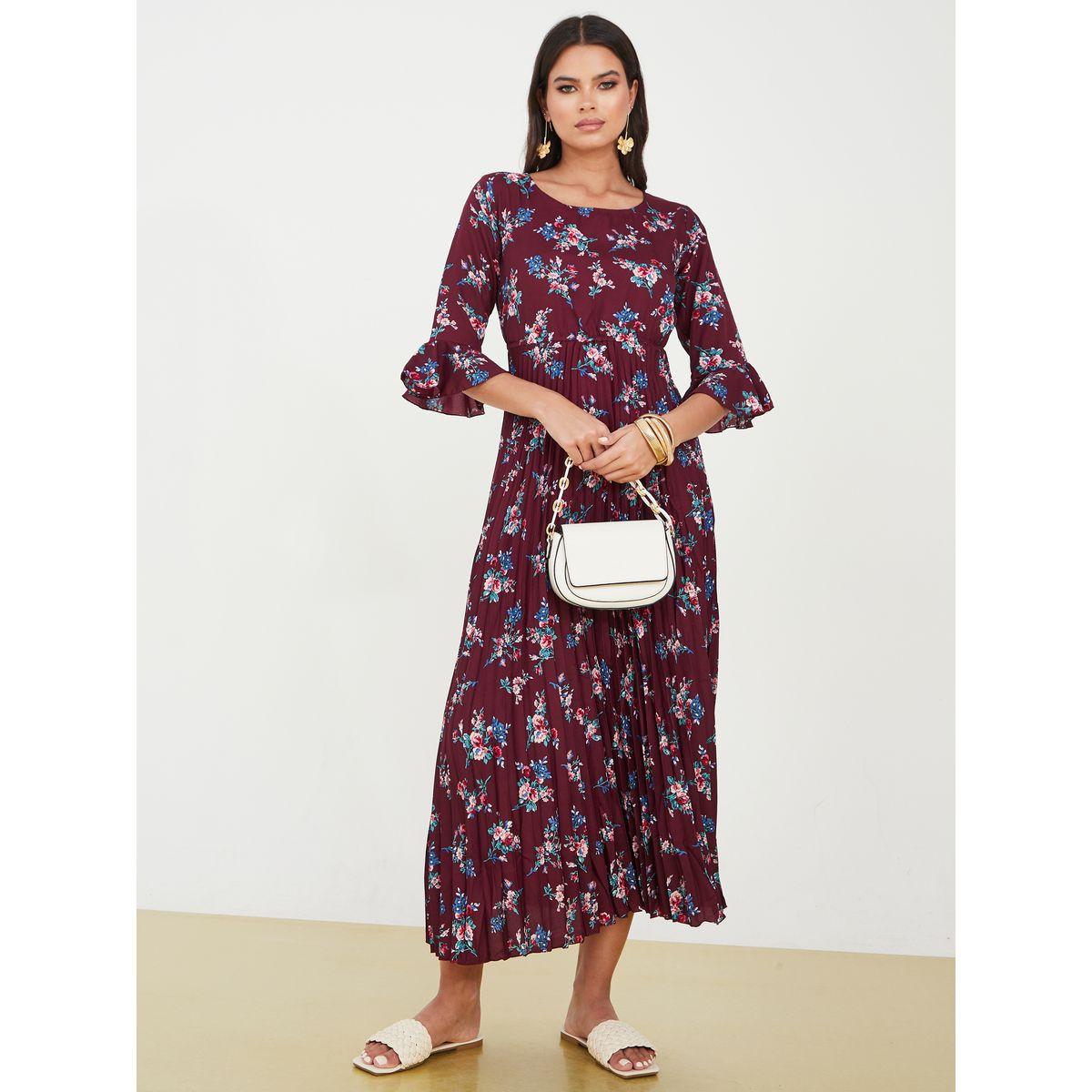 Styli Floral Print Accordion Pleated Maxi Dress-women-clothing-dresses-image-1