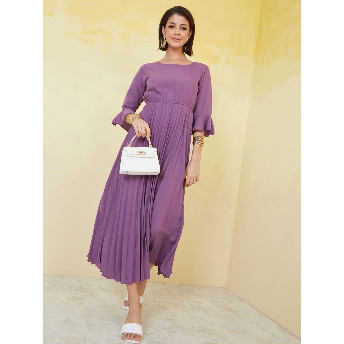 Styli Bell Sleeve Accordion Pleated Maxi Dress-women-clothing-dresses-image-1