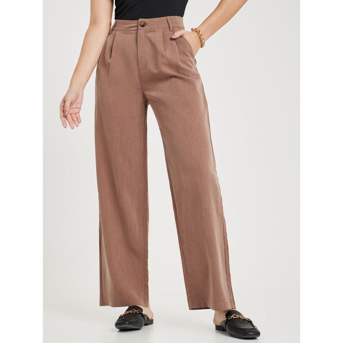 بنطال مزين بكسرات وقصة مريحة-women-clothing-bottoms-trousers-image-1
