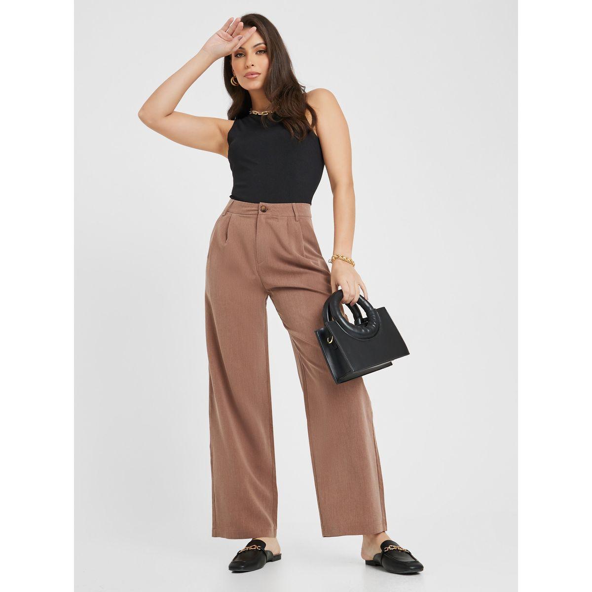 بنطال مزين بكسرات وقصة مريحة-women-clothing-bottoms-trousers-image-2