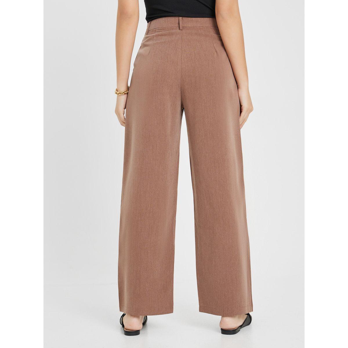 بنطال مزين بكسرات وقصة مريحة-women-clothing-bottoms-trousers-image-4