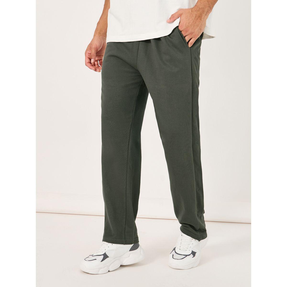 Styli Oversized Straight Leg Joggers with Popper Button-men-clothing-bottoms-joggers-image-1