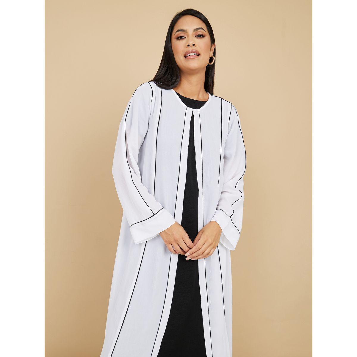 Styli Contrast Piped Detail Abaya-women-arabicclothing-abayas-image-2