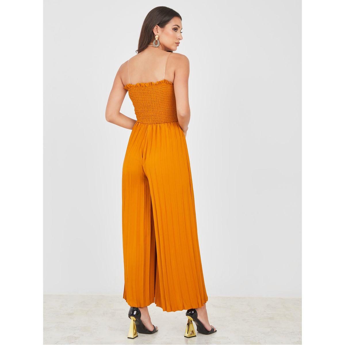Styli Bandeau Neck Pleated Wide Leg Jumpsuit-women-clothing-jumpsuits-image-4