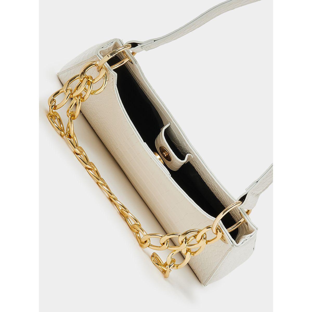 Styli Chain Detail Croc Texture Shoulder Bag-women-bagsandwallets-handbags-image-4