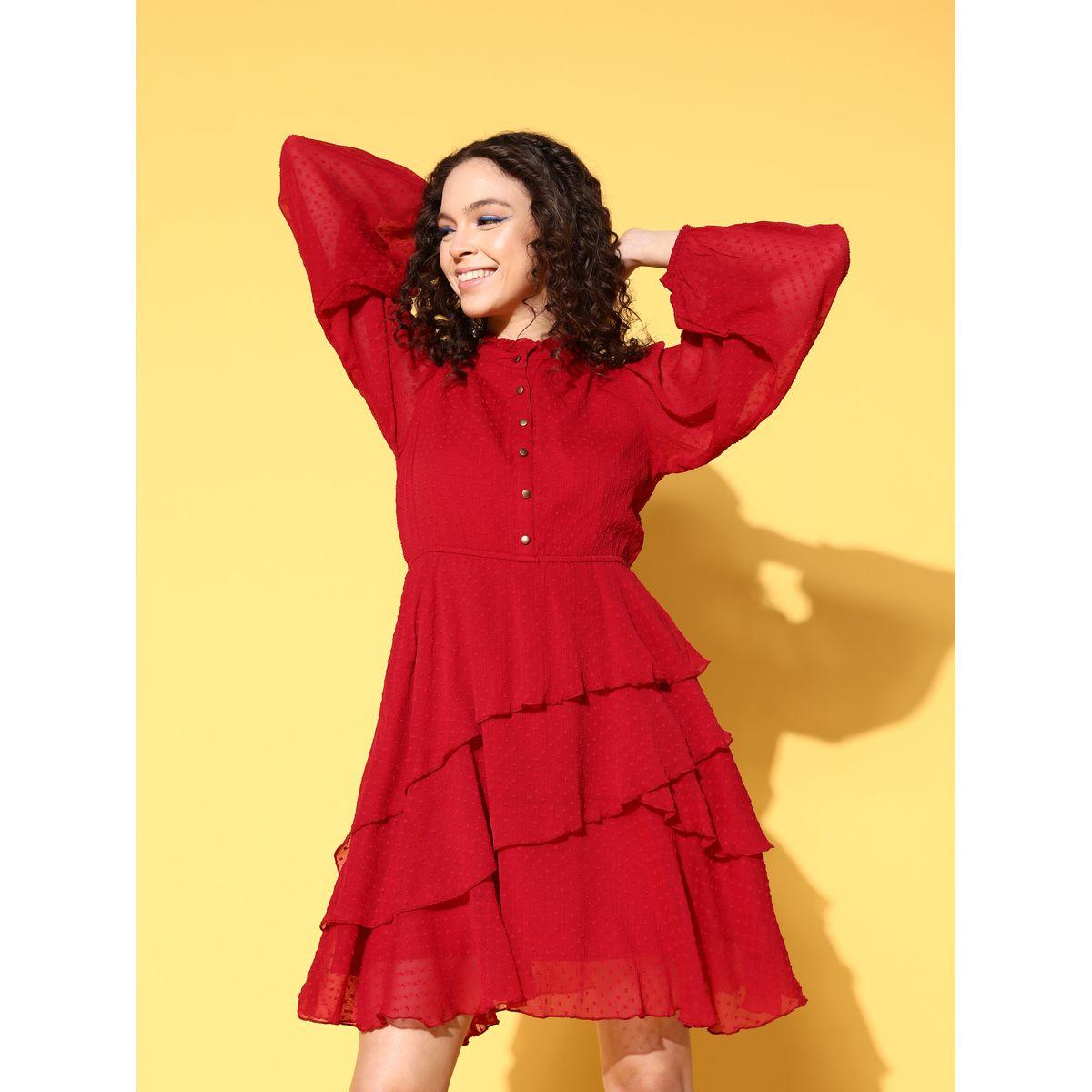 Styli Layered Chiffon Dobby Mini Dress-women-clothing-dresses-image-2