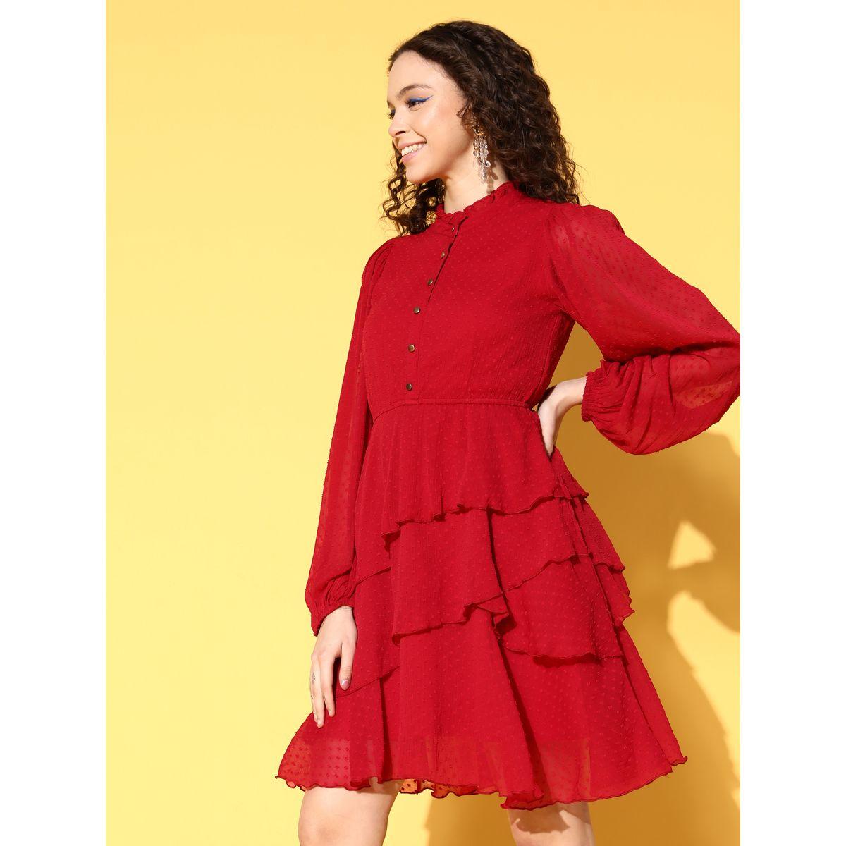 فستان قصير شيفون بطبقات-women-clothing-dresses-image-4