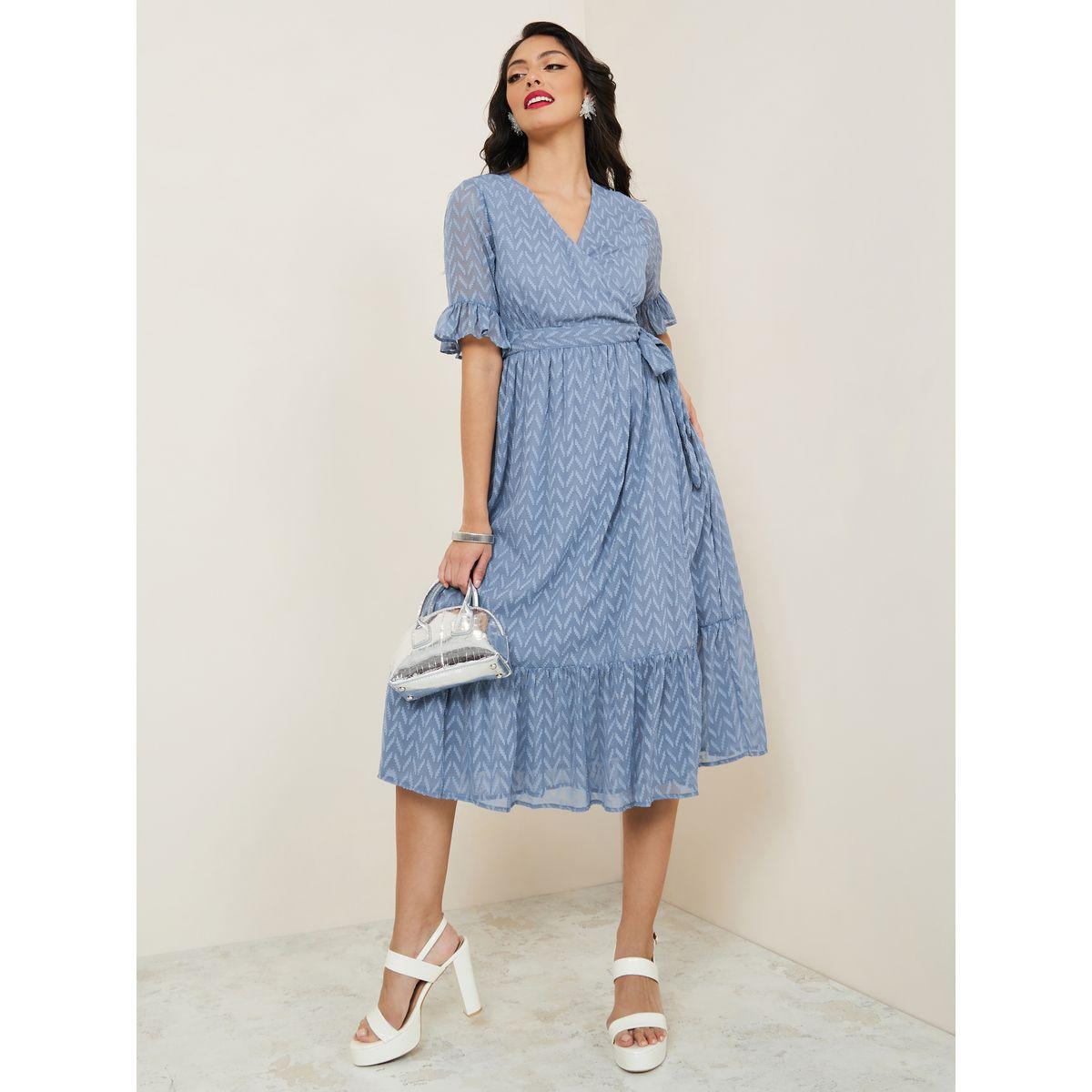 فستان ميدي بنمط لف وكشكش-women-clothing-dresses-image-2