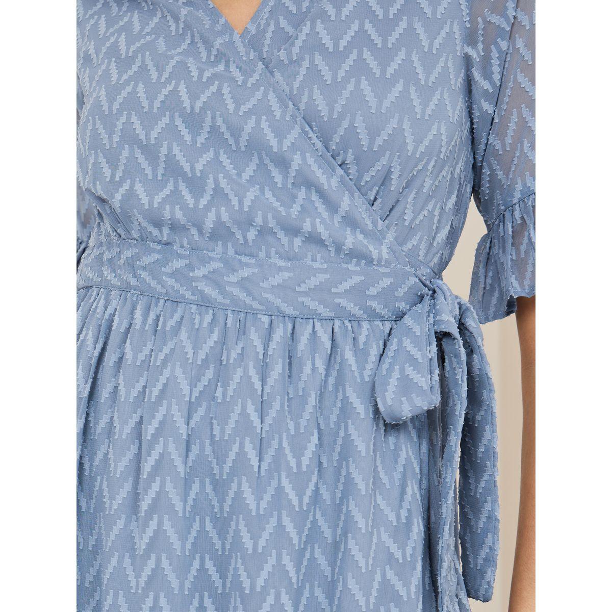 Styli Ruffled Sleeve Dobby Wrap Midi Dress-women-clothing-dresses-image-3