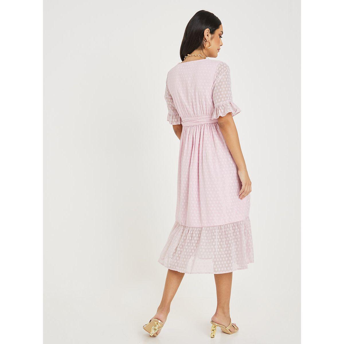 Styli Dobby A-Line Wrap Midi Dress-women-clothing-dresses-image-4