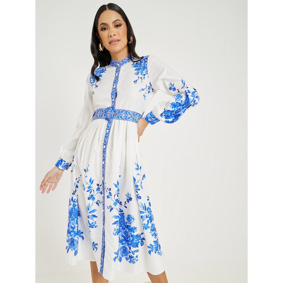 فستان ميدي مطبع بزهور-women-clothing-dresses-image-2