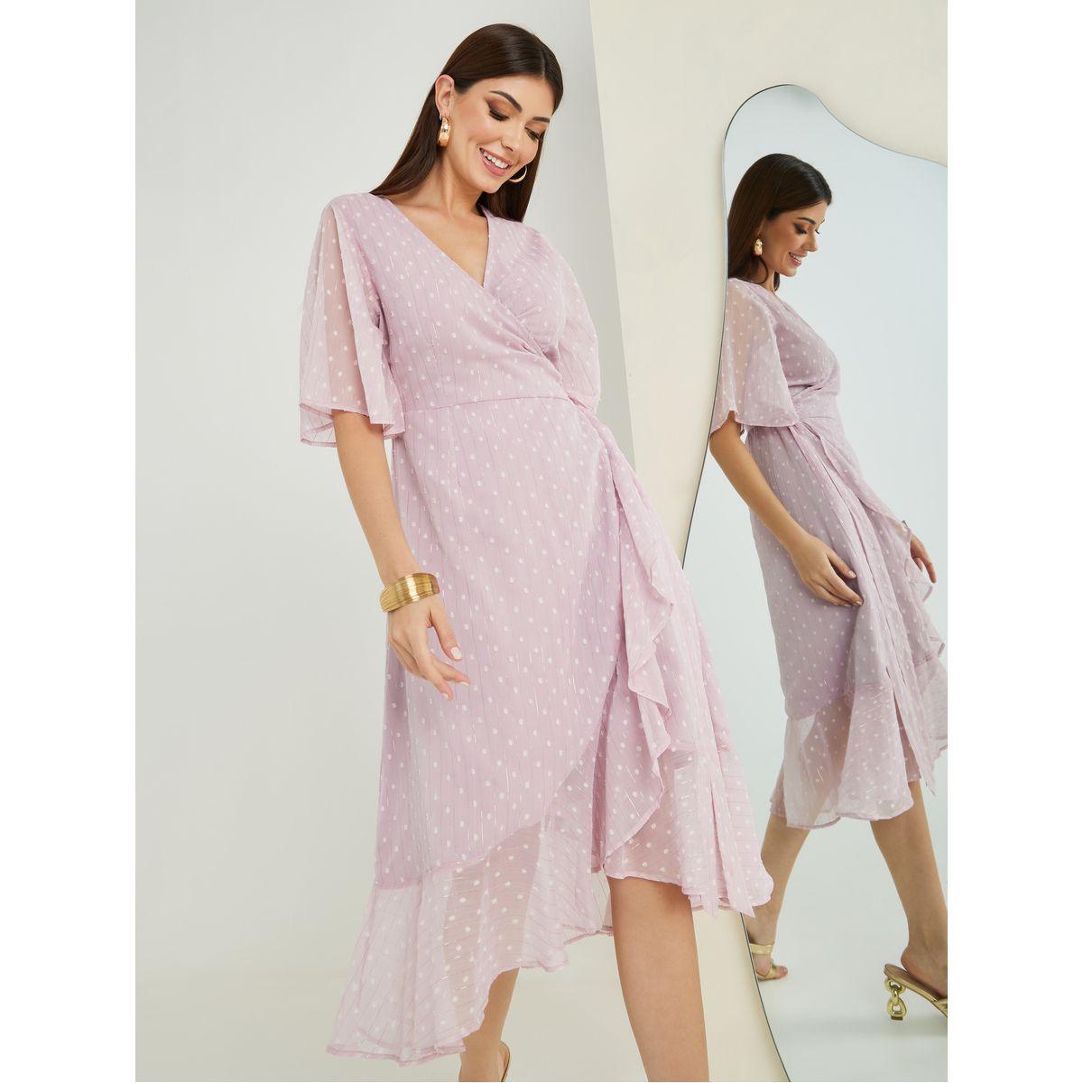 فستان ميدي بنمط لف وكشكش-women-clothing-dresses-image-2