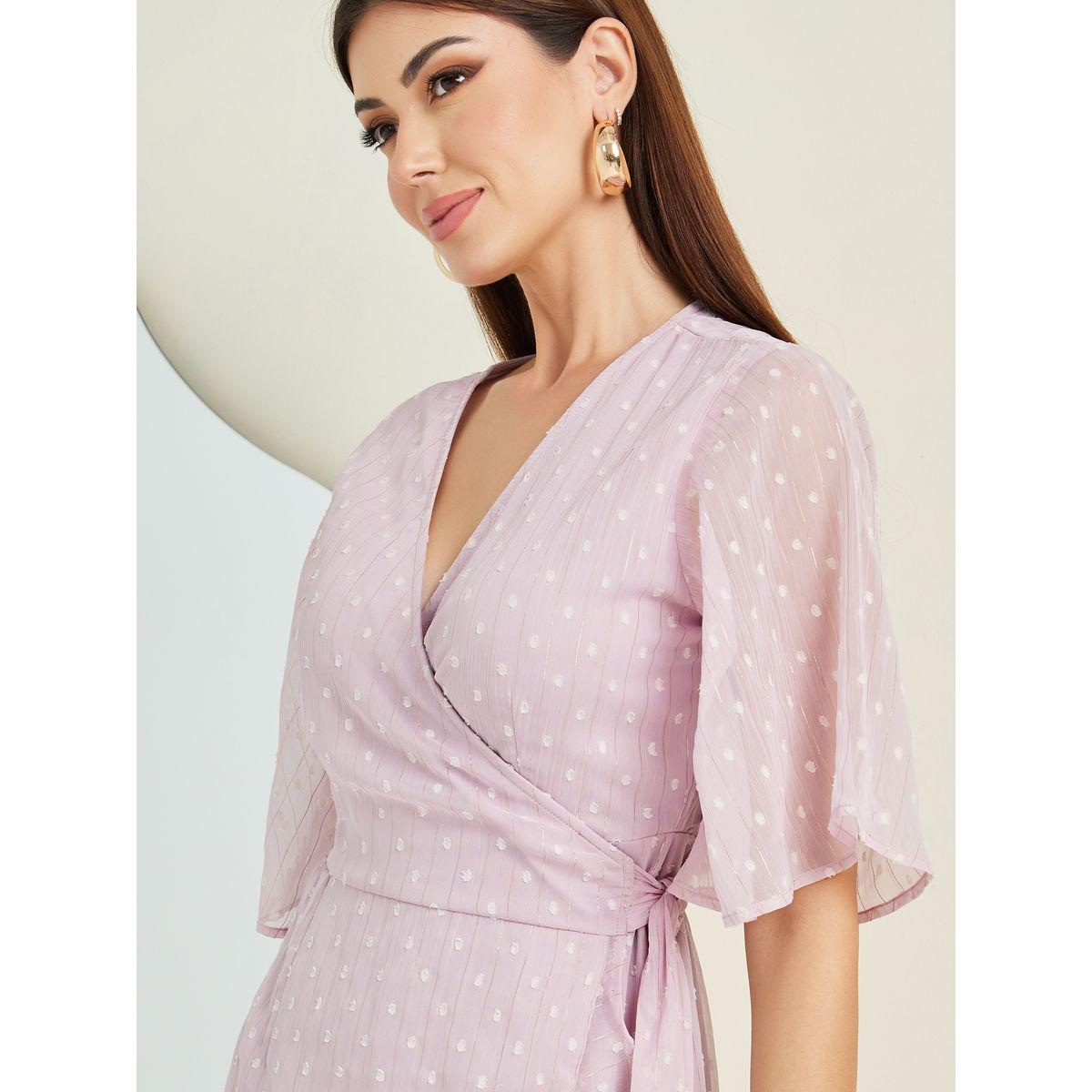 Styli Dobby Ruffle Hem Wrap Midi Dress-women-clothing-dresses-image-3
