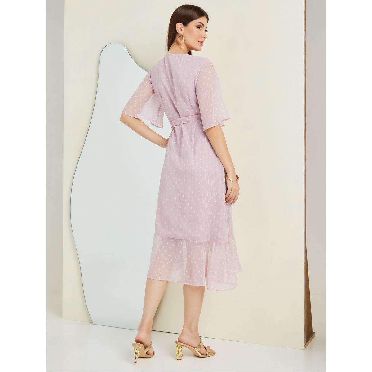 فستان ميدي بنمط لف وكشكش-women-clothing-dresses-image-4