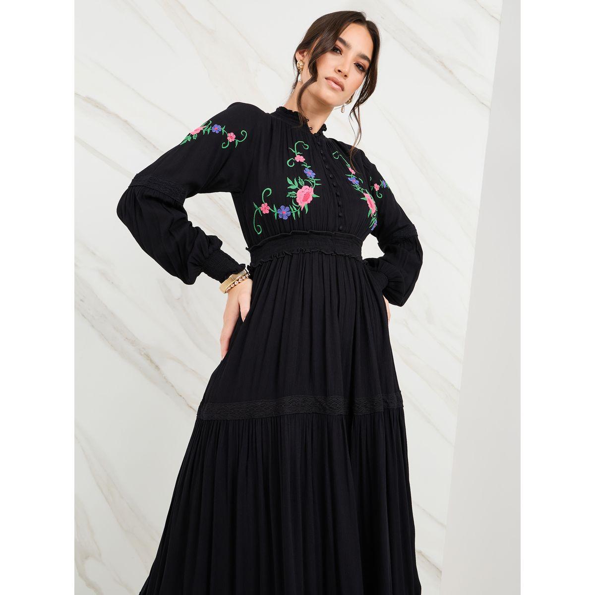 فستان طويل بياقة عالية وكسرات-women-clothing-dresses-image-2