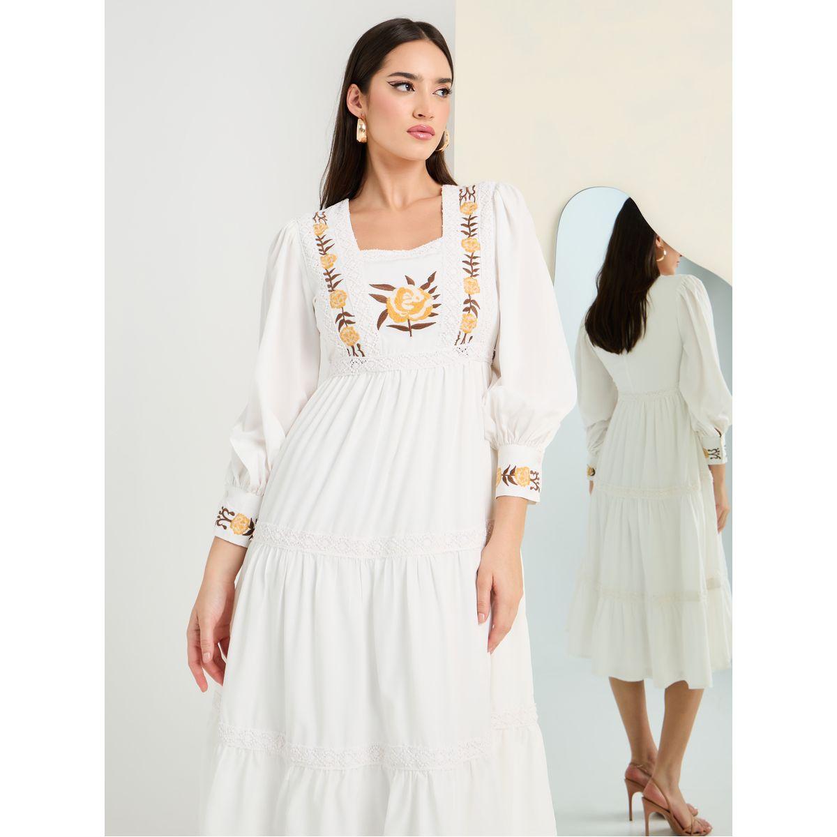 Styli Embroidered Detail Tiered Midi Dress-women-clothing-dresses-image-2