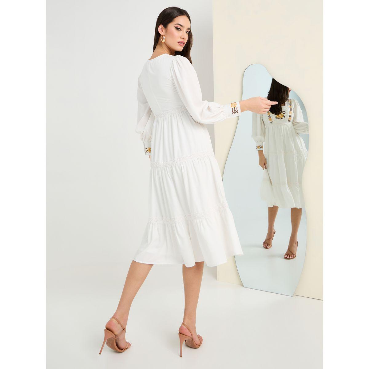 Styli Embroidered Detail Tiered Midi Dress-women-clothing-dresses-image-4
