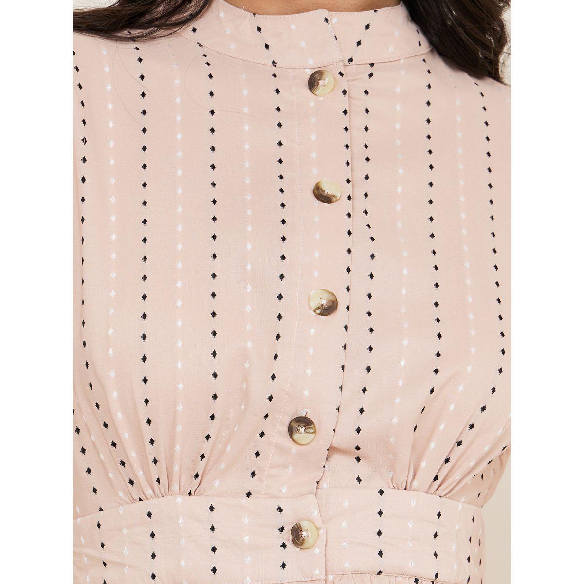 Styli Ditsy Print Shirt Midi Dress with Button Placket-women-clothing-dresses-image-3