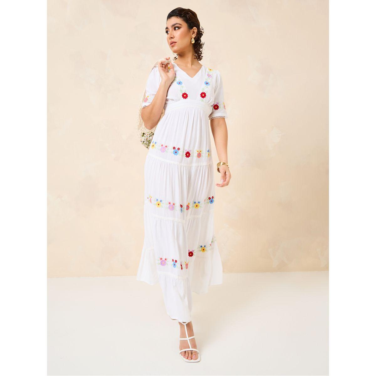 Styli V Neck Embroidered Tiered Maxi Dress-women-clothing-dresses-image-1