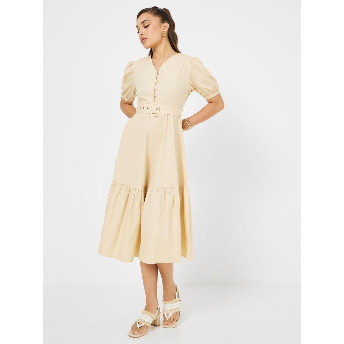 فستان ميدي بأكمام منفوشة وحزام-women-clothing-dresses-image-2