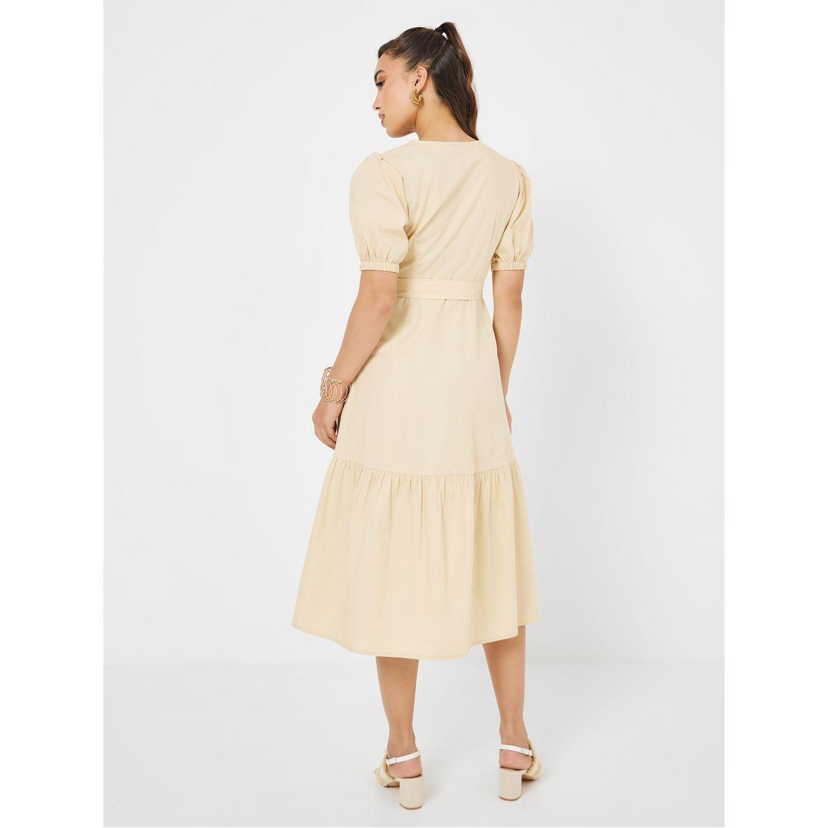 فستان ميدي بأكمام منفوشة وحزام-women-clothing-dresses-image-4