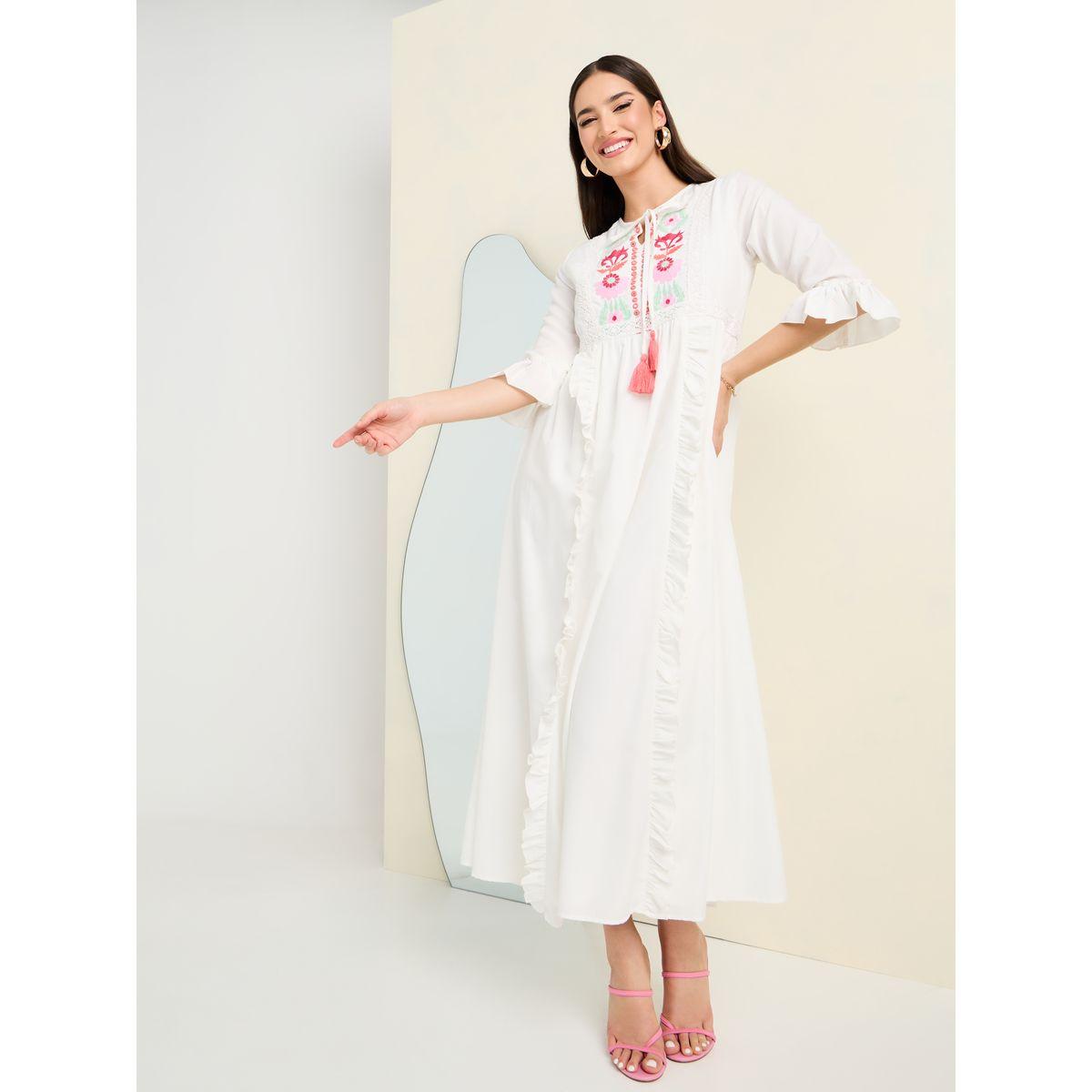 Styli Embroidered Panel Tie-Up Neck Maxi Dress-women-clothing-dresses-image-1
