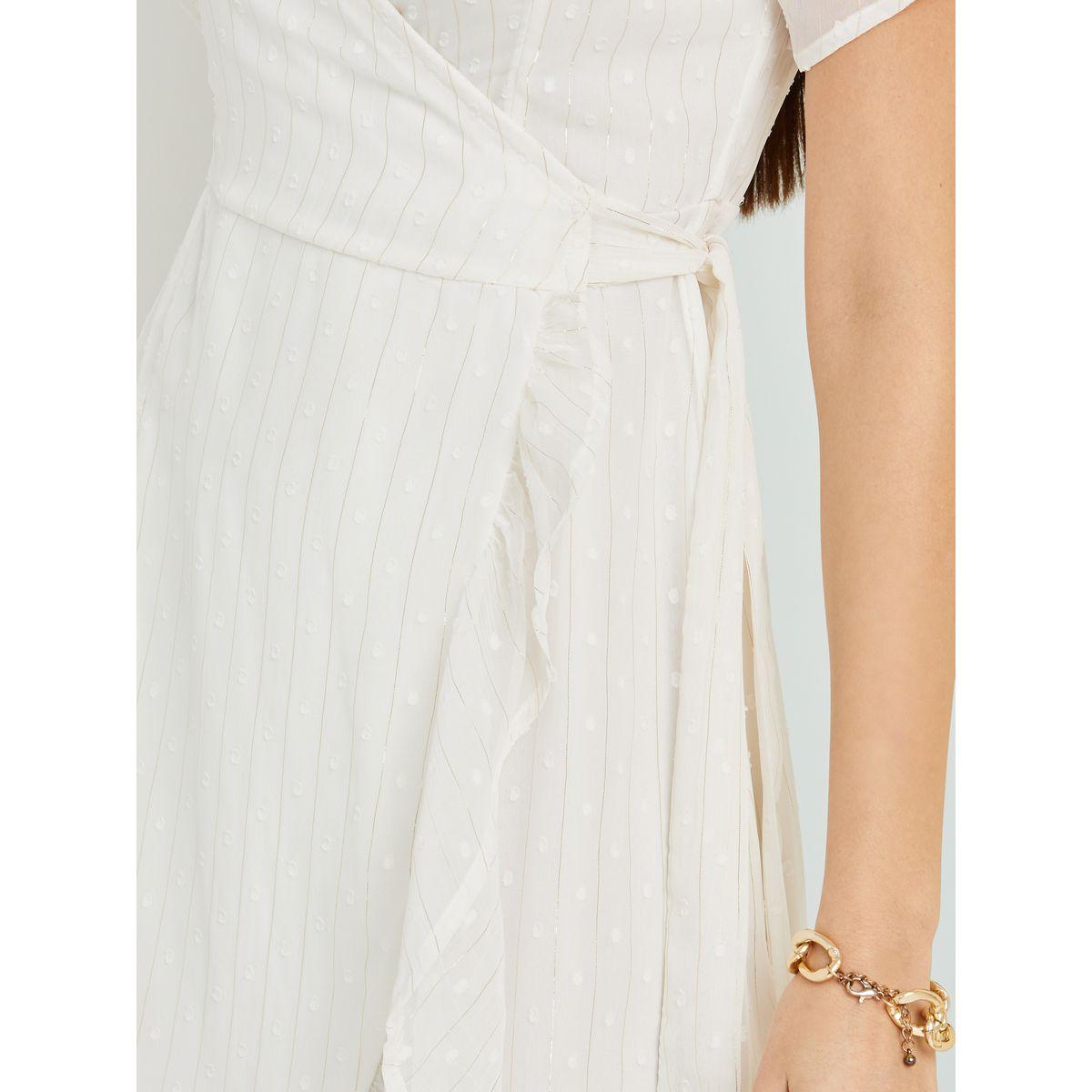 Styli Dobby Wrap Midi Dress with Frill Hem-women-clothing-dresses-image-4