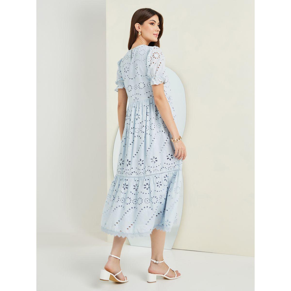 Styli Schiffli Puff Sleeve A-Line Midi Dress-women-clothing-dresses-image-5