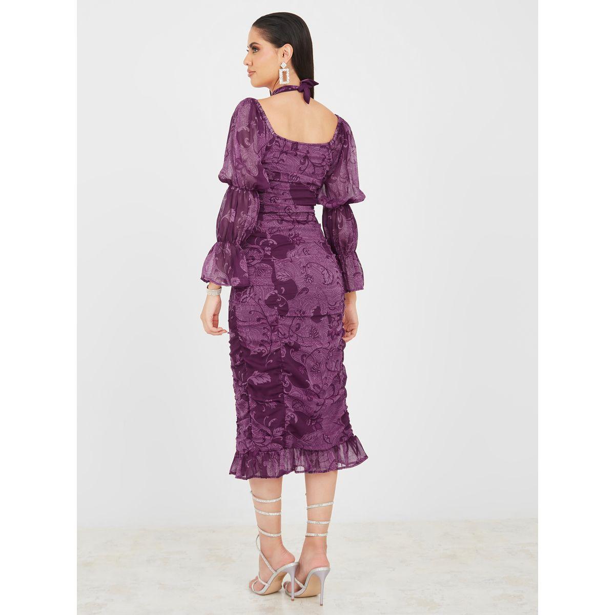 فستان ميدي بتفاصيل مزمومة-women-clothing-dresses-image-4