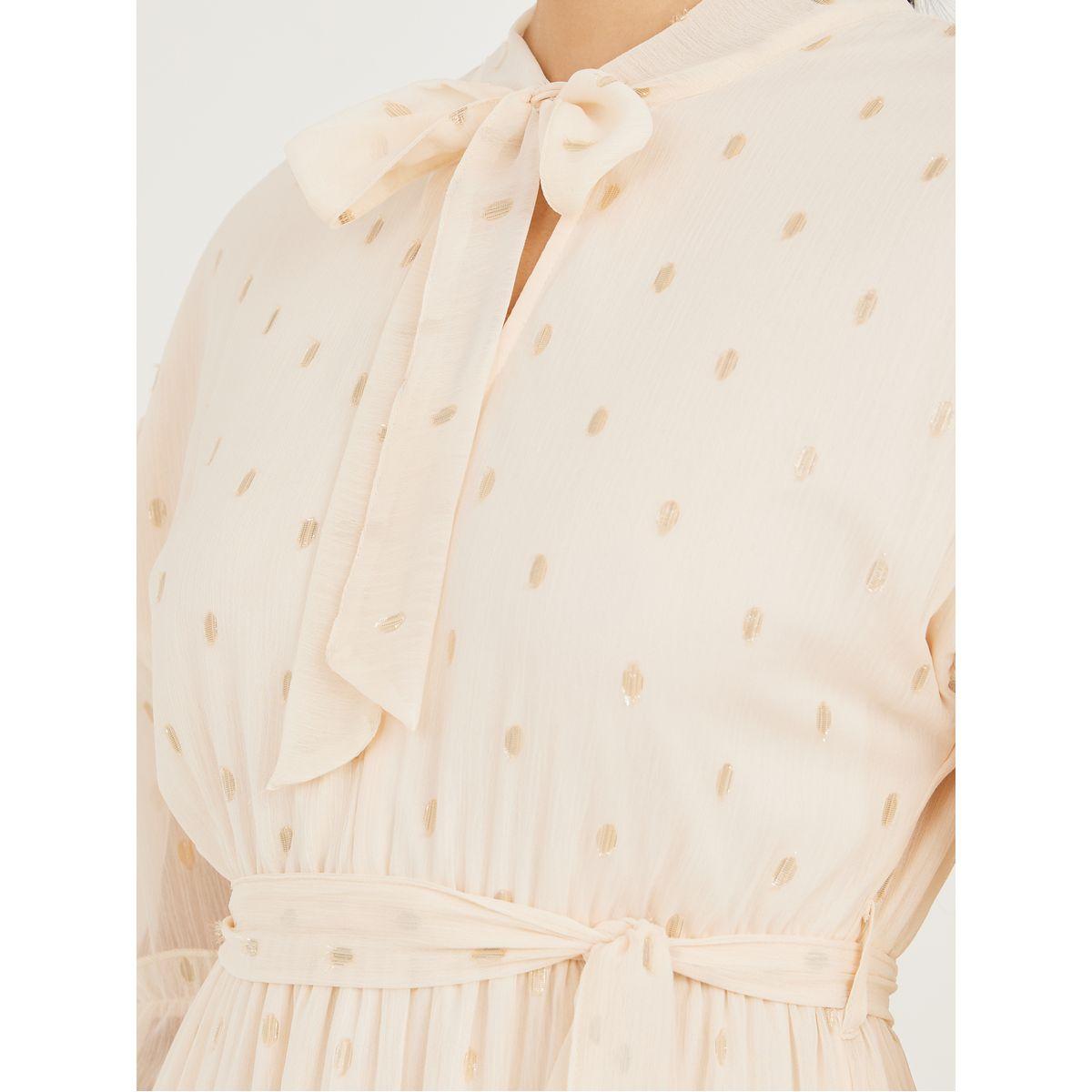فستان ميدي بكسرات وياقة بأربطة-women-clothing-dresses-image-3