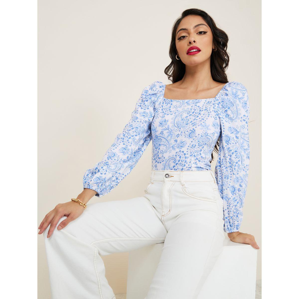 بلوزة مطبعة بطبعة بيزلي وياقة واسعة-women-clothing-shirtsandblouses-blouses-image-3