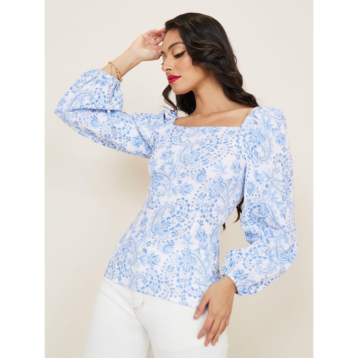 بلوزة مطبعة بطبعة بيزلي وياقة واسعة-women-clothing-shirtsandblouses-blouses-image-4