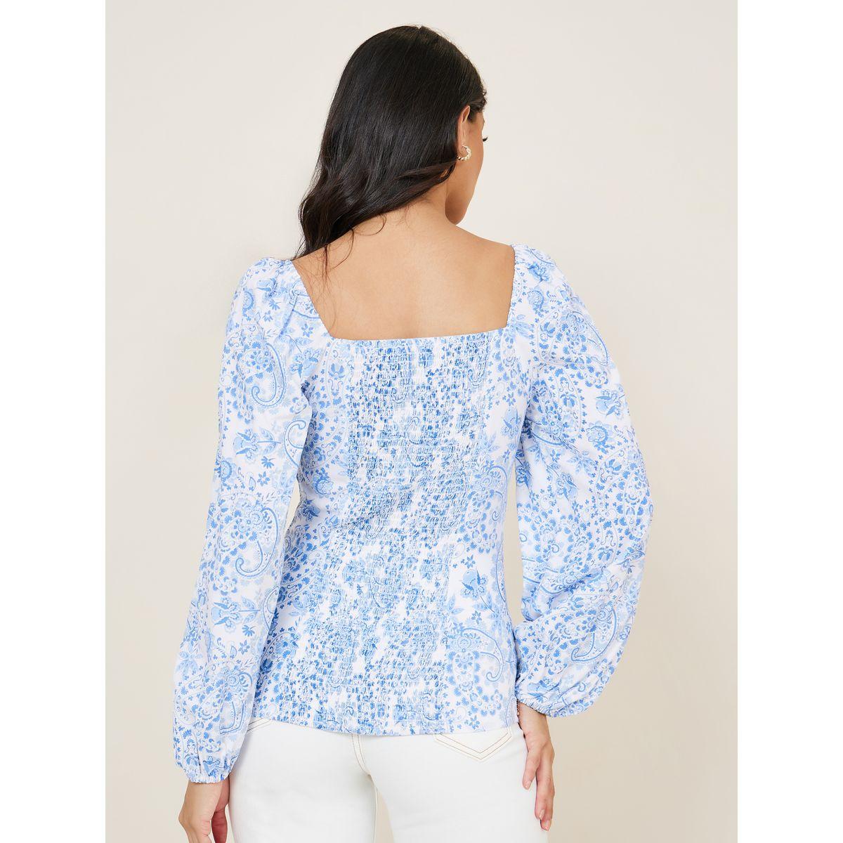 Styli Limited Paisley Print Square Neck Shirred Top-women-clothing-shirtsandblouses-blouses-image-6
