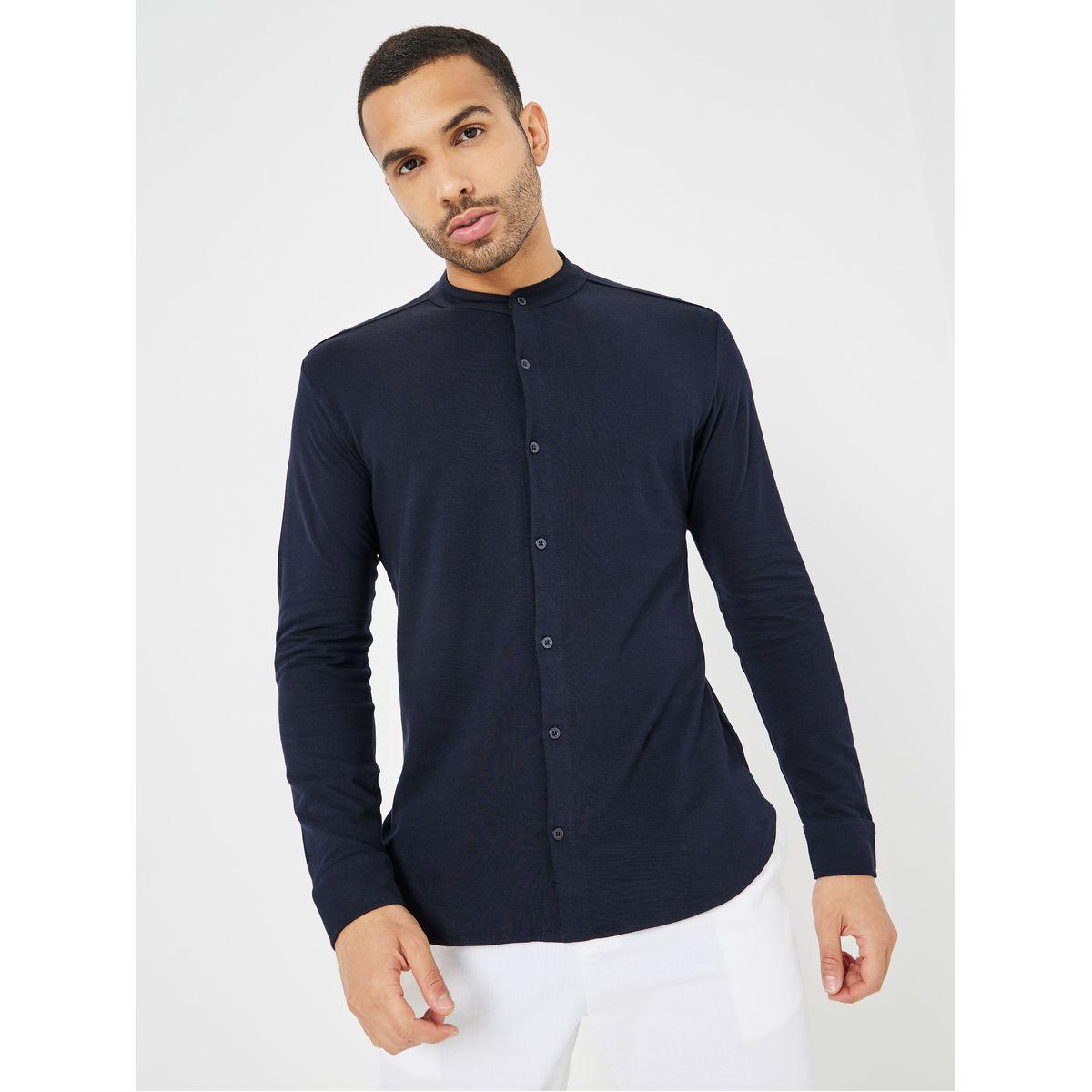 قميص محبوك بياقة بدون طيات-men-clothing-shirts-image-1