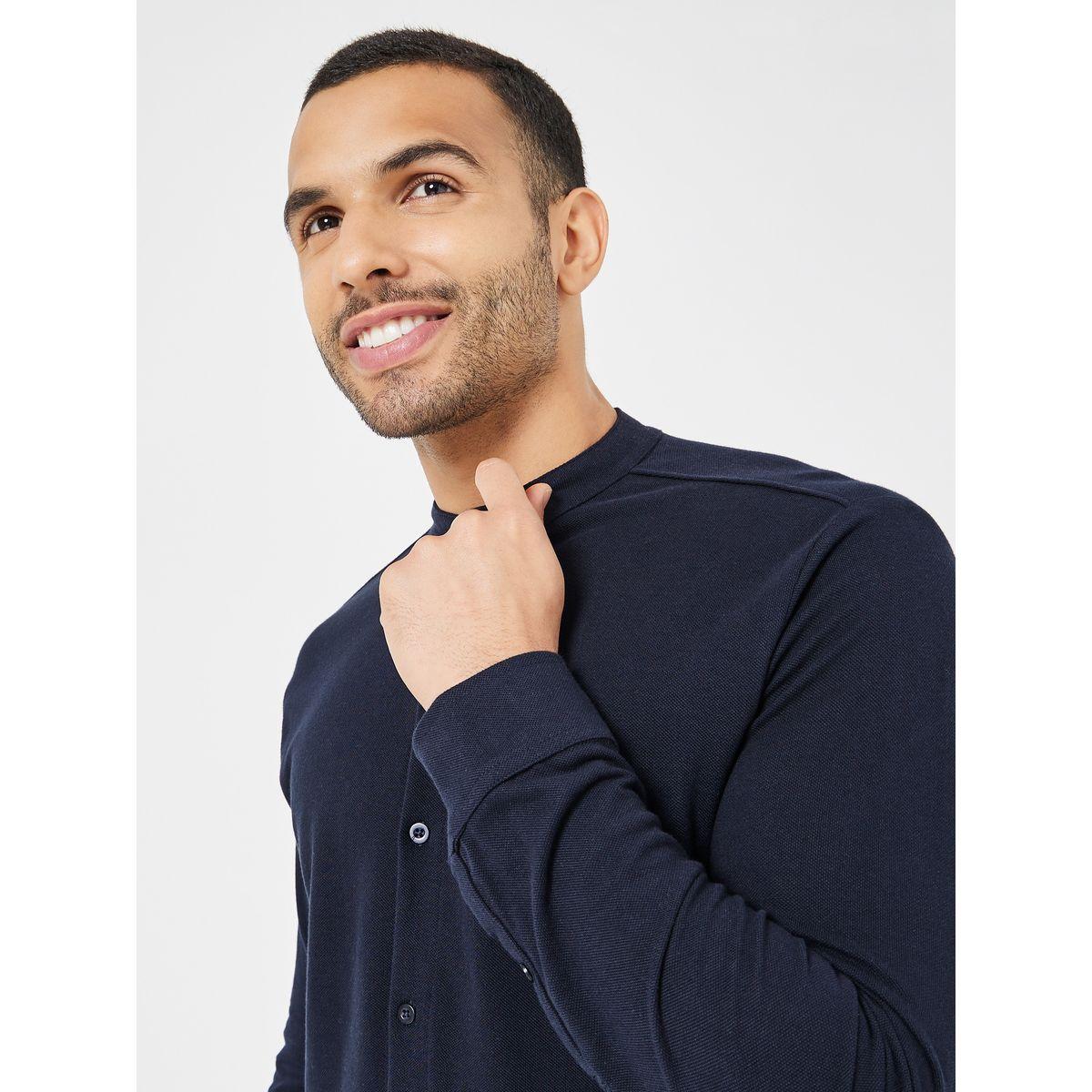 Styli Grandad Collar Knit Shirt-men-clothing-shirts-image-3