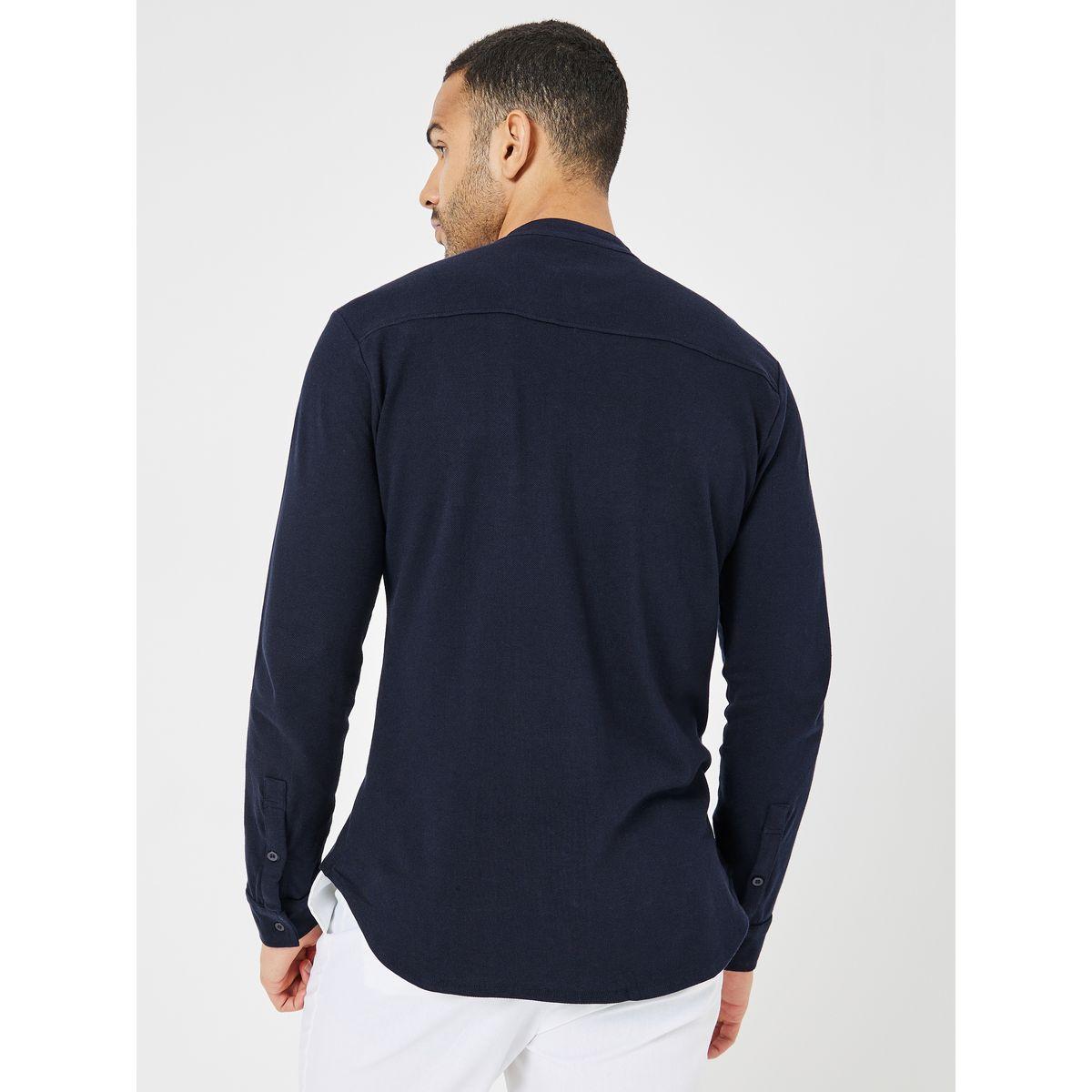 Styli Grandad Collar Knit Shirt-men-clothing-shirts-image-4