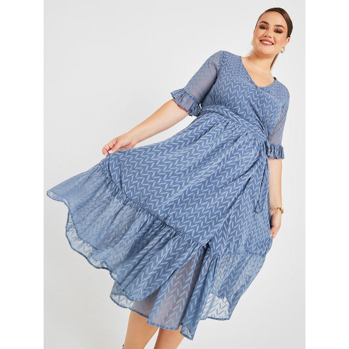فستان ميدي بمقاس كبير ونمط لف-women-clothing-dresses-image-1